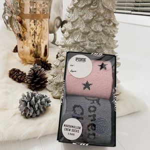 VS PINK MARSHMALLOW CREW SOCKS